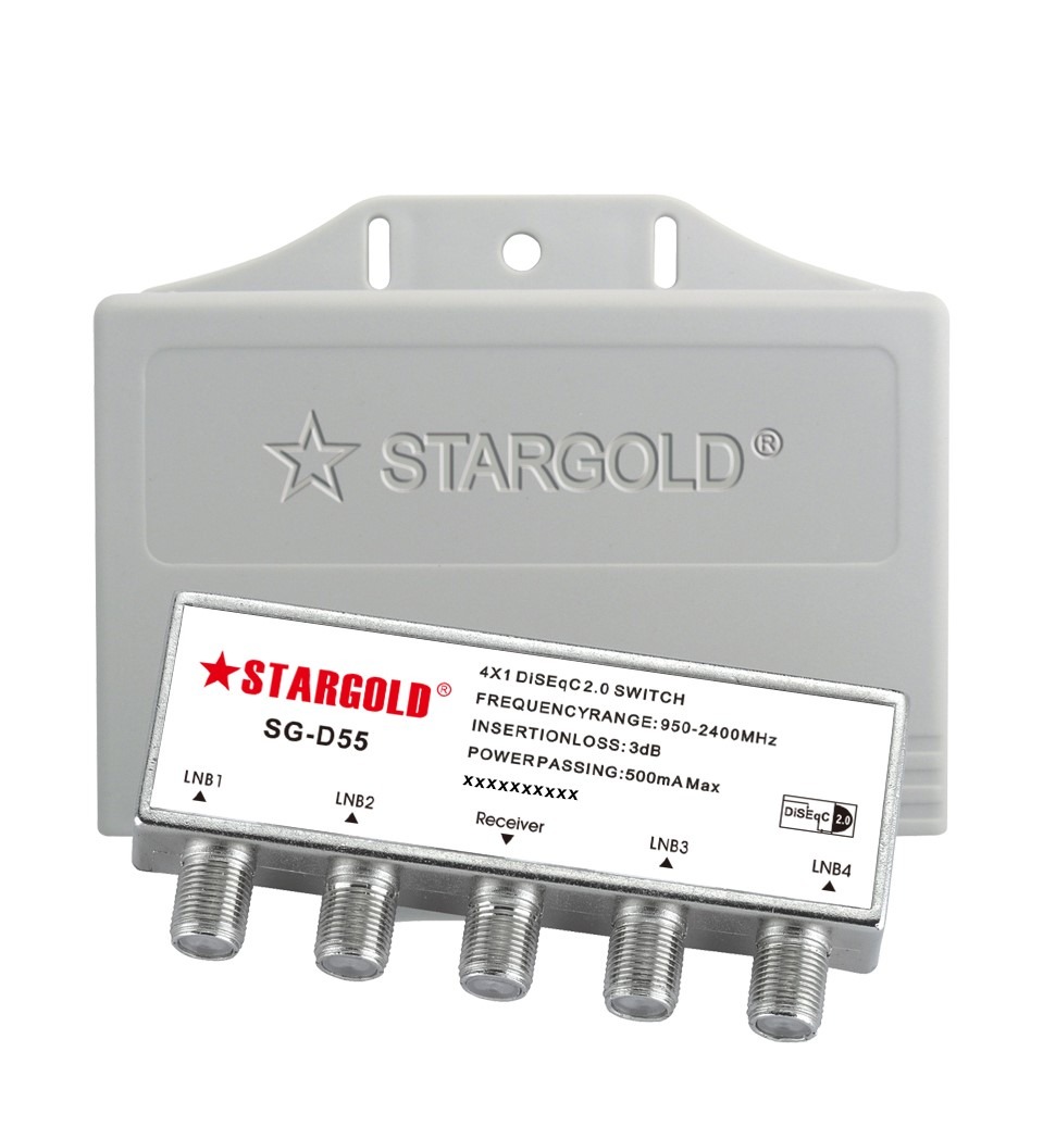 Stargold 950-2400MHz HD DISEQC 2.0 SWITCH 4 Way Cable Splitter Works