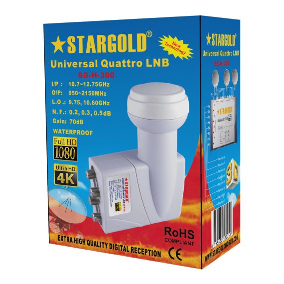 Satellite STARGOLD Quad Universal Satellite Products High Solution & Appliances, Home LNBF Electronics, Simple - Products, Dish Security LNB 4 Efficiency Connection Accessories, Multi Consumer Lighting Satellite Compatible Output